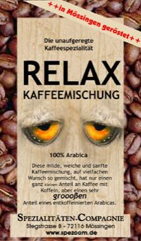 SpezCom Relax Kaffeemischung mit 50% entcoffeiniertem Kaffee